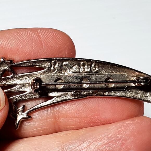 Shooting Star Brooch 80s 2.5" Unsigned Vtg Retro - Picture 4 of 4